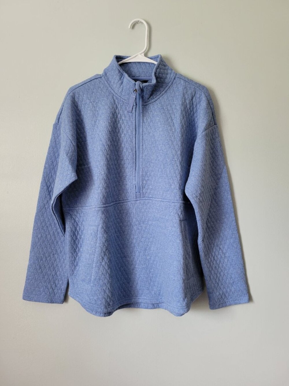 Eddie Bauer Blue Sweater Women's XXL Quilted 1/2 Zip Heathered Pullover NWT
